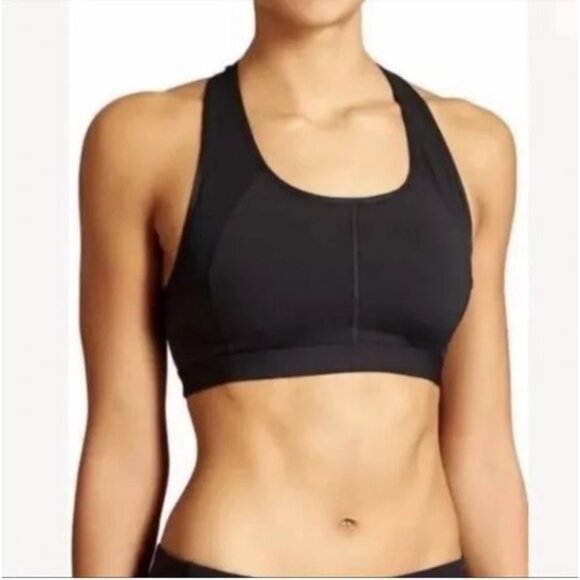 Athleta Women's Black Raceback Key Hole Back Lightly Lined Sports Bra Sz M 1031 - Picture 5 of 9